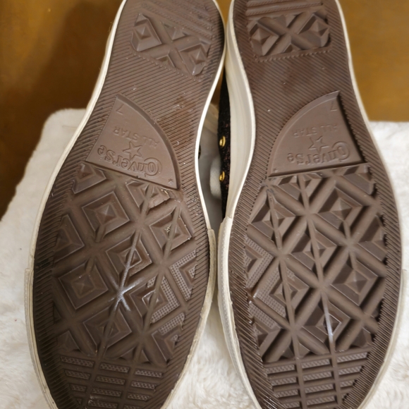 Converse Women's Sparkle High-Tops - Brown and White - Picture 6 of 7